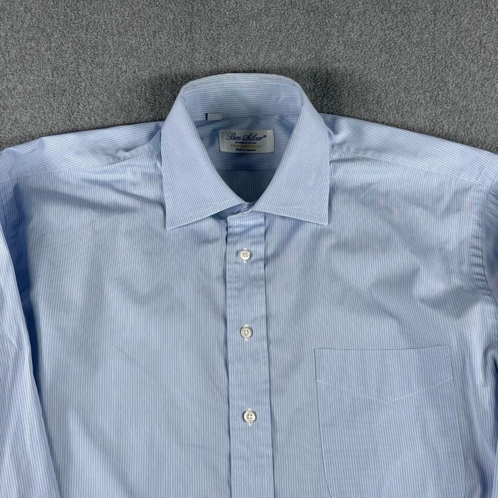 Ben Silver Charleston Fine Shirtings Button Front Shirt Blue 17-36